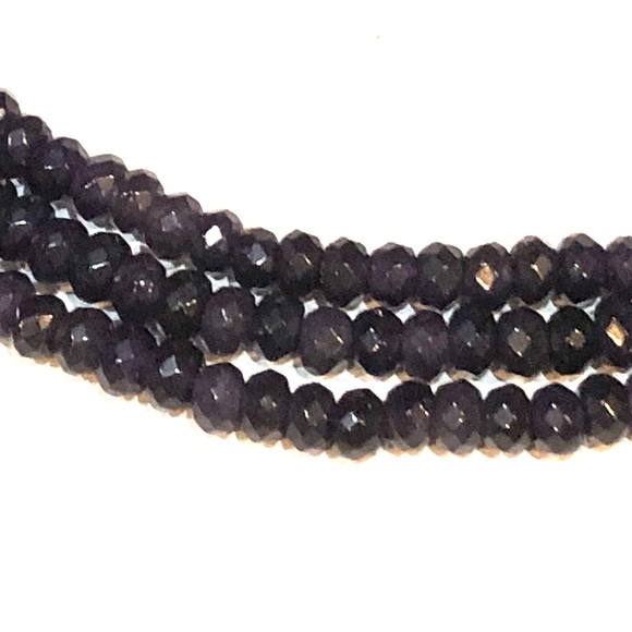 Beautiful 3 Row Genuine Dark Amethyst Necklace - Picture 2 of 5